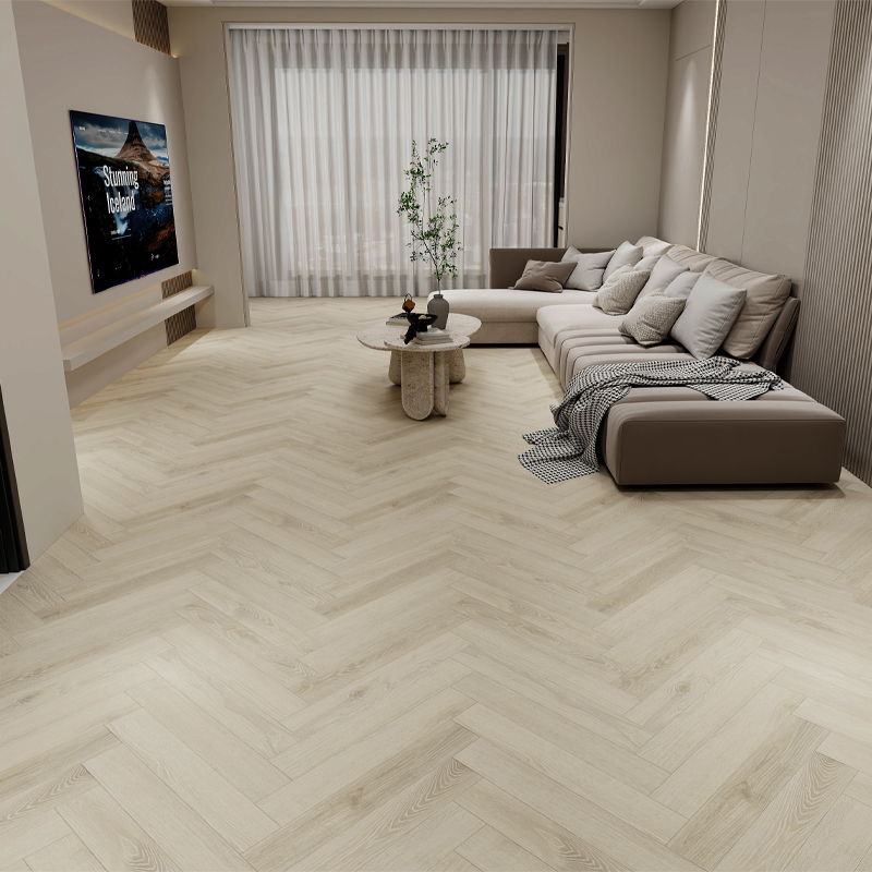 Laminatgulv fiskebeinsstil for stuen